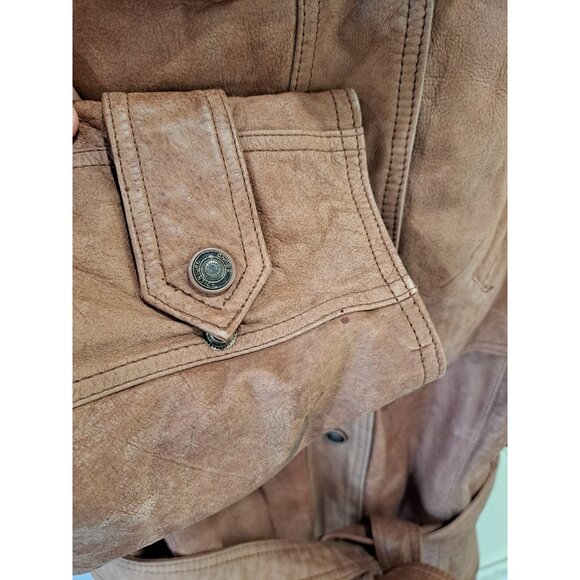 Adventure Bound Men's Leather Duster Long Length Trench Coat Lined Medium... - Picture 8 of 15